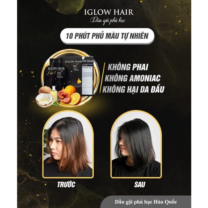 Dầu gội phủ bạc - IGLOW HAIR - Siêu Thị Droppii - Không phai, không Amoniac, Không hại da đầu