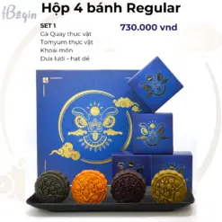 Bánh trung thu REGULAR Set 1 (04 bánh+túi) – gà quay; tomyum; khoai môn; dưa lưới-hạt phỉ – 365Begin