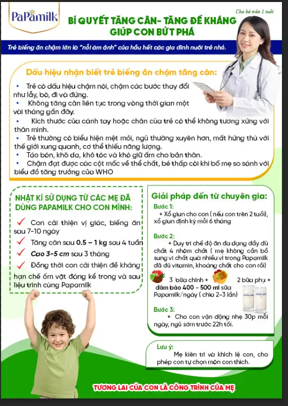 PaPamilk Height & Gain trẻ em chứa Tổ Yến Lon 830gr – Sữa tăng cân và chiều cao cho trẻ 10 Bí Quyết Giúp Con Tăng Cân, Tăng Chiều Cao Cùng Sữa Papamilk Height And Gain Chứa Sữa Non 24h Và Tổ Yến