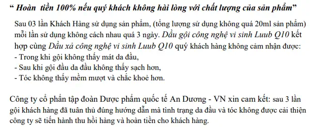 Cam Kết Hoàn Tiền Dầu Gội Luub Q10 Nếu Khách Hàng Không Hài Lòng Về Sản Phẩm - Siêu Thị Droppii