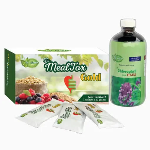 Combo mini thải độc giảm cân TH Health (1 chai diệp lục, 7 gói Mealtox)