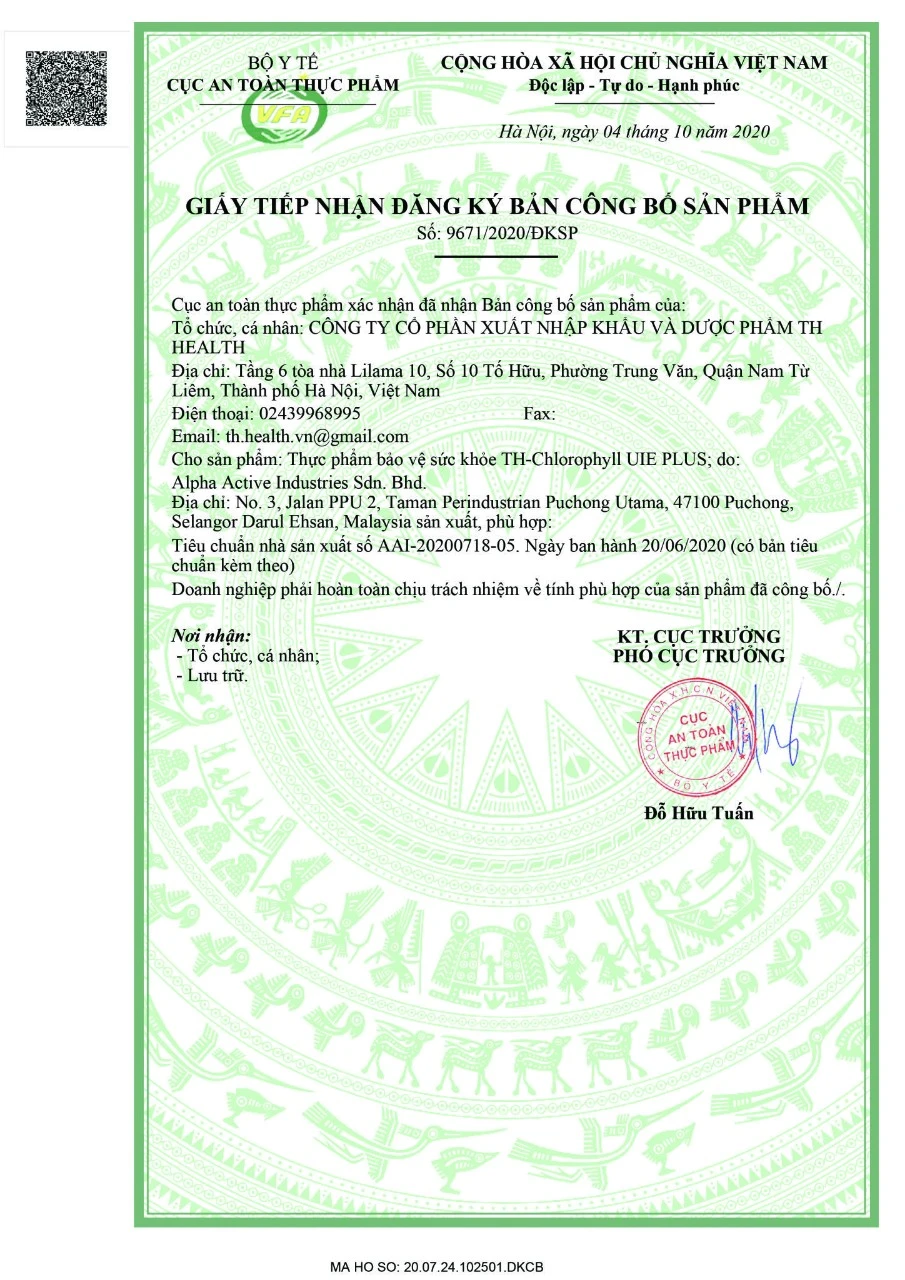giay-tiep-nhan-dang-ky-ban-cong-bo-san-pham-thuc-pham-bao-ve-suc-khoe-th-chlorophyll-uie-plus Giấy tiếp nhận đăng ký bản công bố sản phẩm - Thực phẩm bảo vệ sức khỏe TH-Chlorophyll UIE PLUS