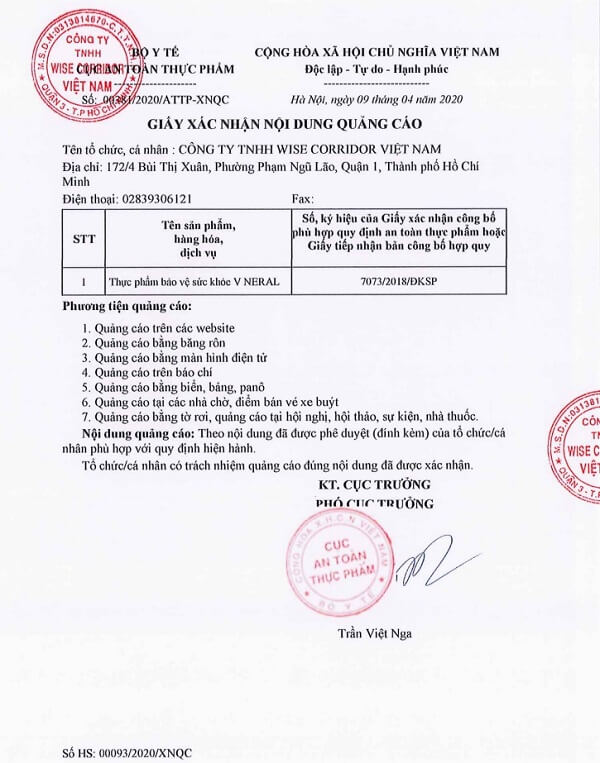 giay xac nhan san pham v neral