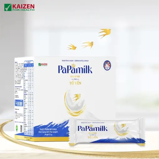 Sữa cho người tiểu đường 24 gói x 32gr – PaPamilk Diasure chứa Tổ Yến, Calci và sữa non (3 in 1)